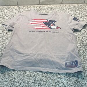 Under Armour Men's Gray Freedom Tee with Flag Graphic